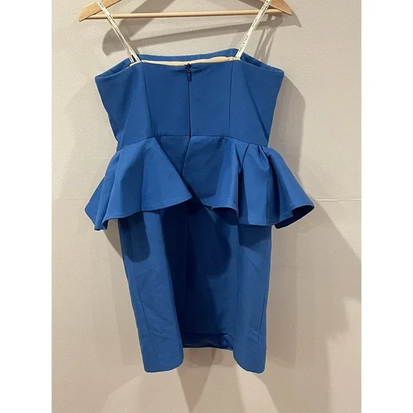 Halston Heritage Dress Size 8 Blue Strapless Fit & Flare Formal Party Classic‎ - Picture 3 of 8